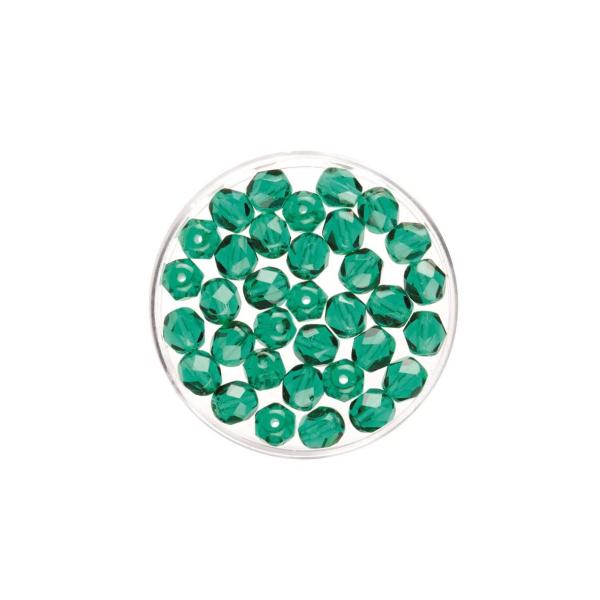 Glorex Glasschliff Perlen 6 mm 50 Stück, emerald