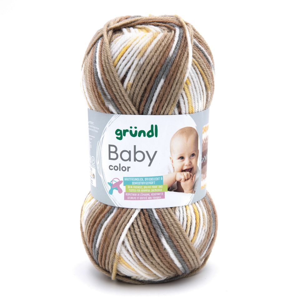 Gründl Wolle Baby color 50 g sand braun natur gelb multicolor