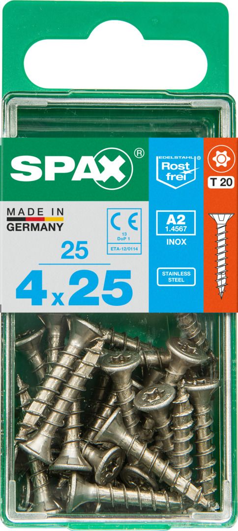 Spax Universalschrauben 4.0 x 25 mm TX 20 - 25 Stück Edelstahl