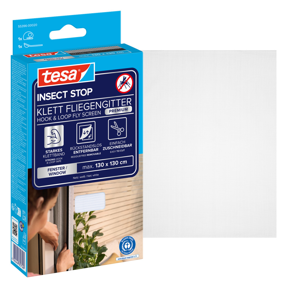 tesa Fliegenschutz-Fenster COMFORT 130 x 130 cm - weiß individuell kürzbar