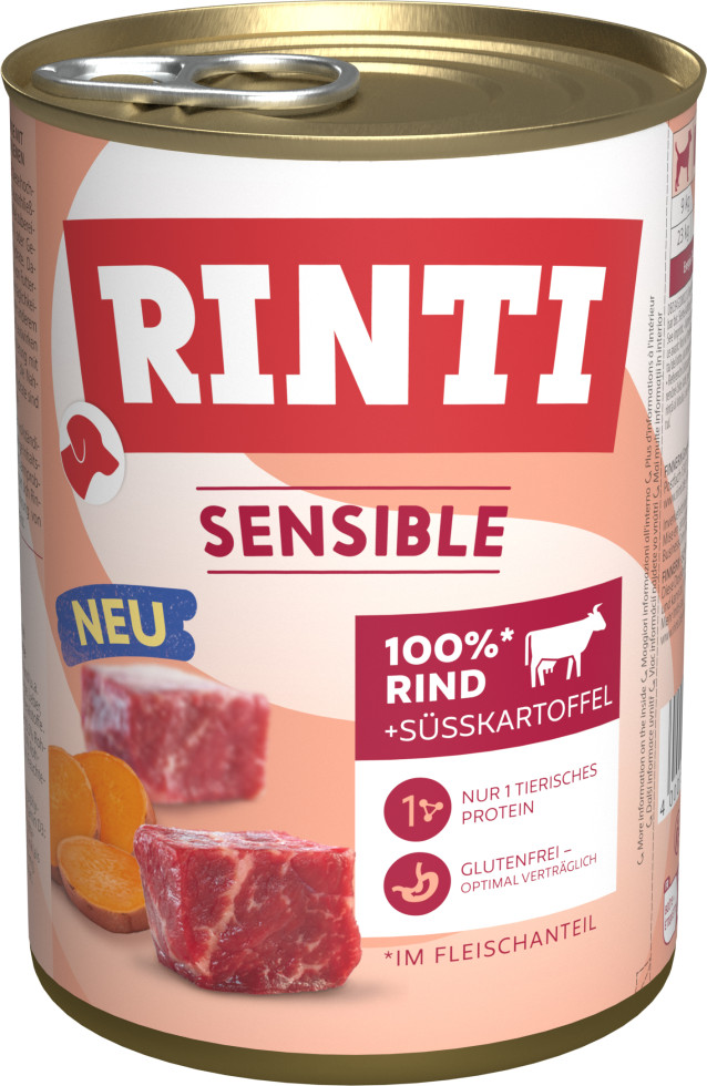 Rinti Sensible Hundenassfutter Adult 400 g Rind & Süßkartoffel