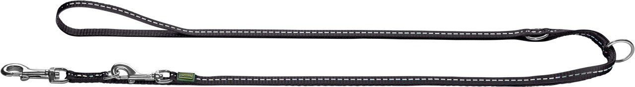Hunter Hundeleine Führleine verstellbar Tripoli reflektierend 2 m x 1 cm schwarz