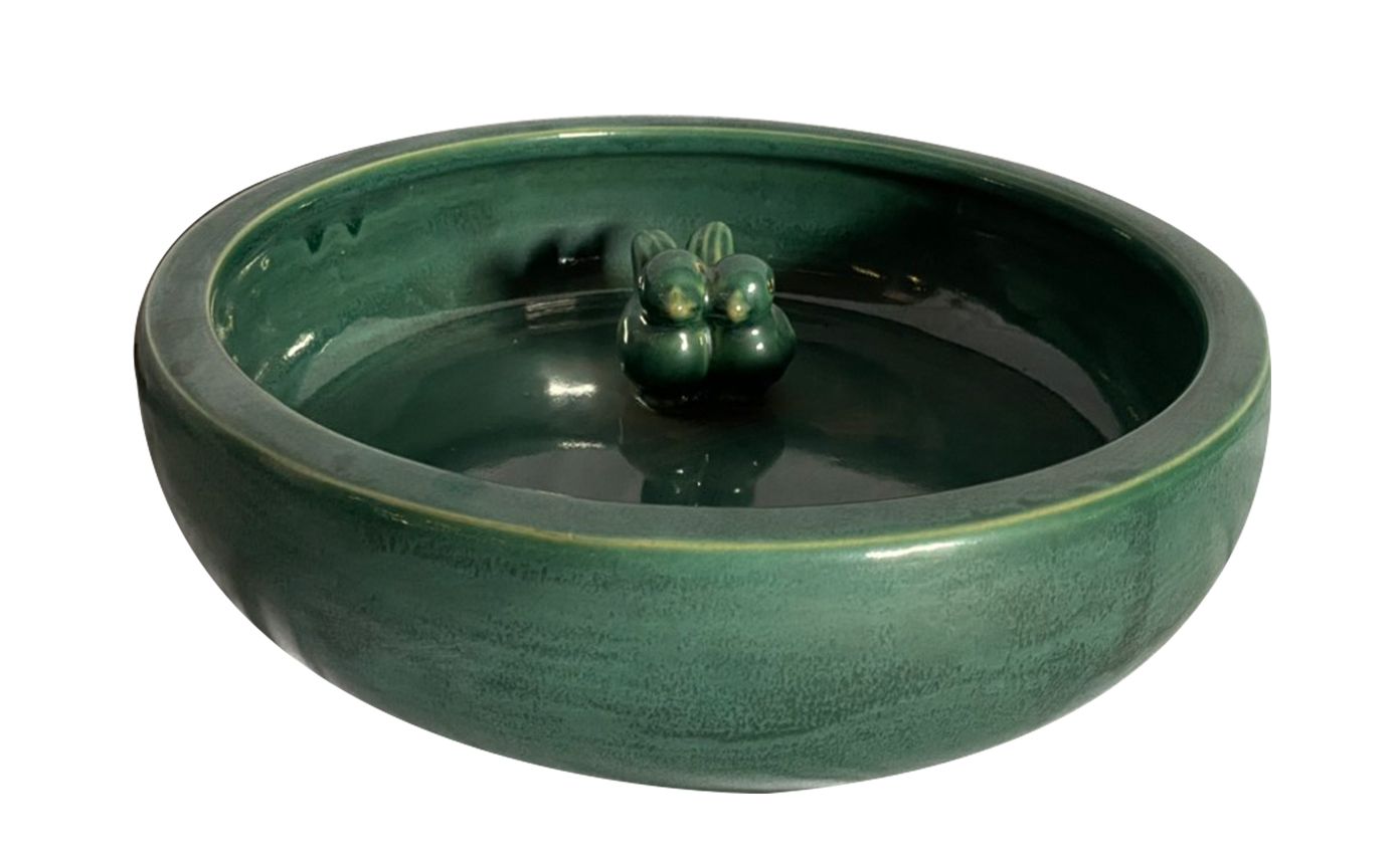 TrendLine Vogeltränke grün glasiert 24 x 24 x 5,5 cm