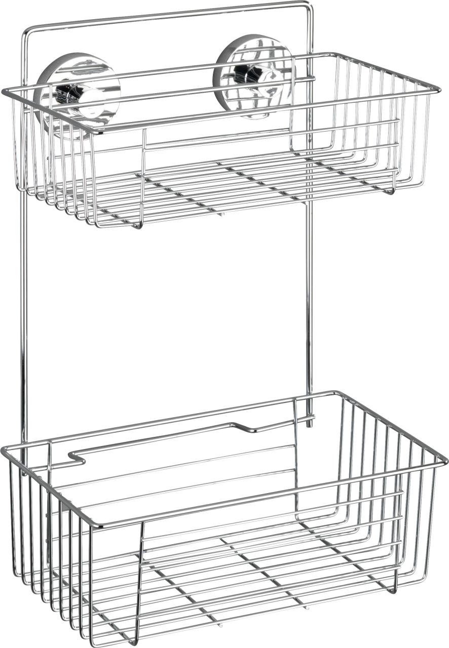Wenko Wandregal Bari Vacuum-Loc Stahl, chrom, 2 Ablagen