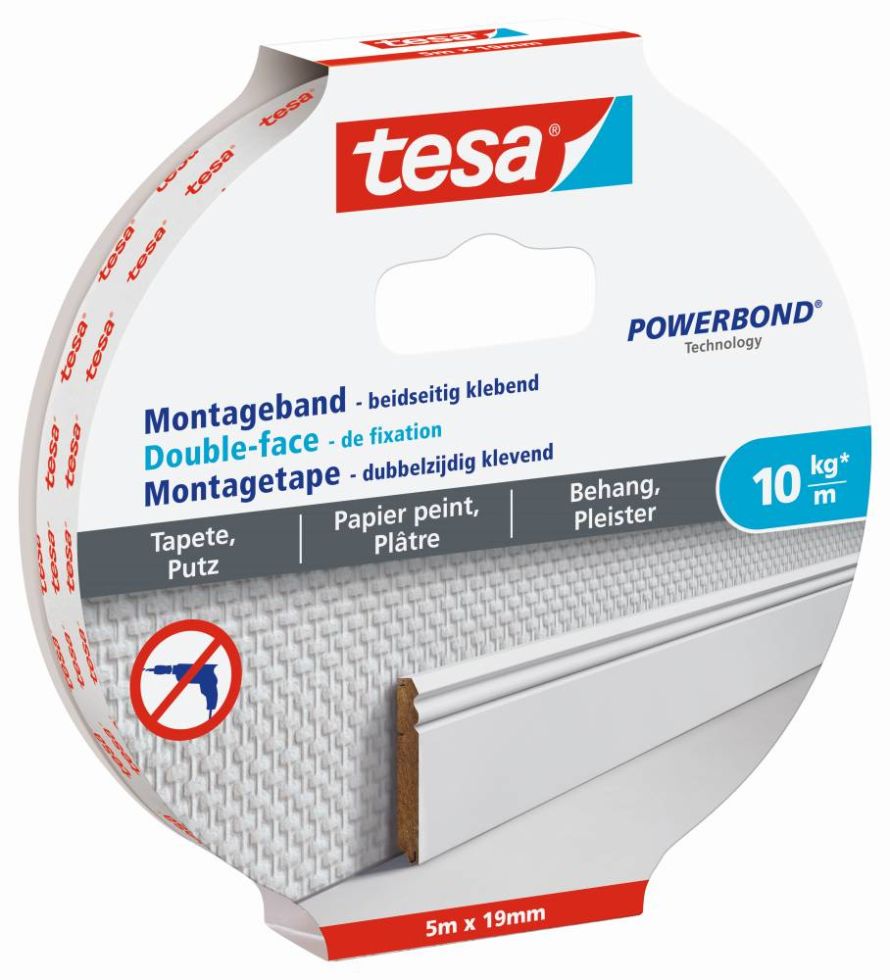 tesa Montageband 5 m x 19 mm, weiß