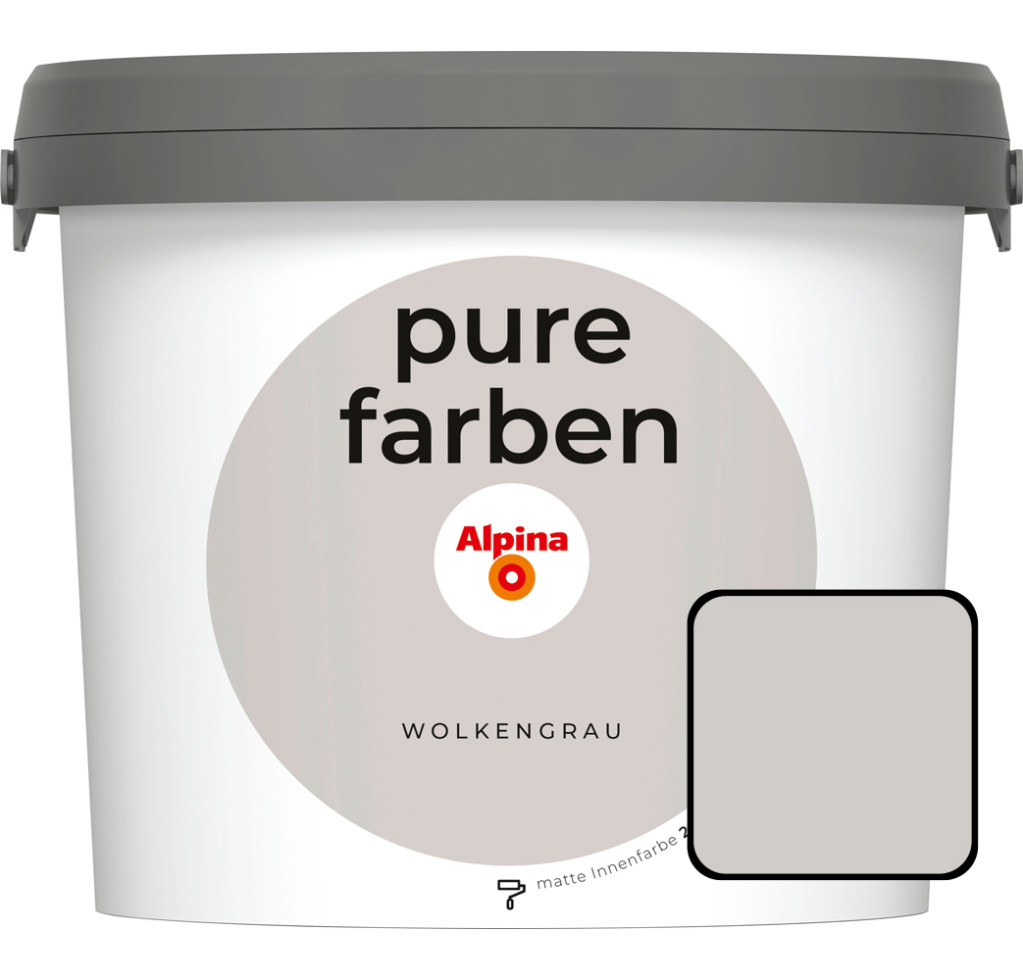 Alpina Pure Farben Wandfarbe wolkengrau 2,5 L