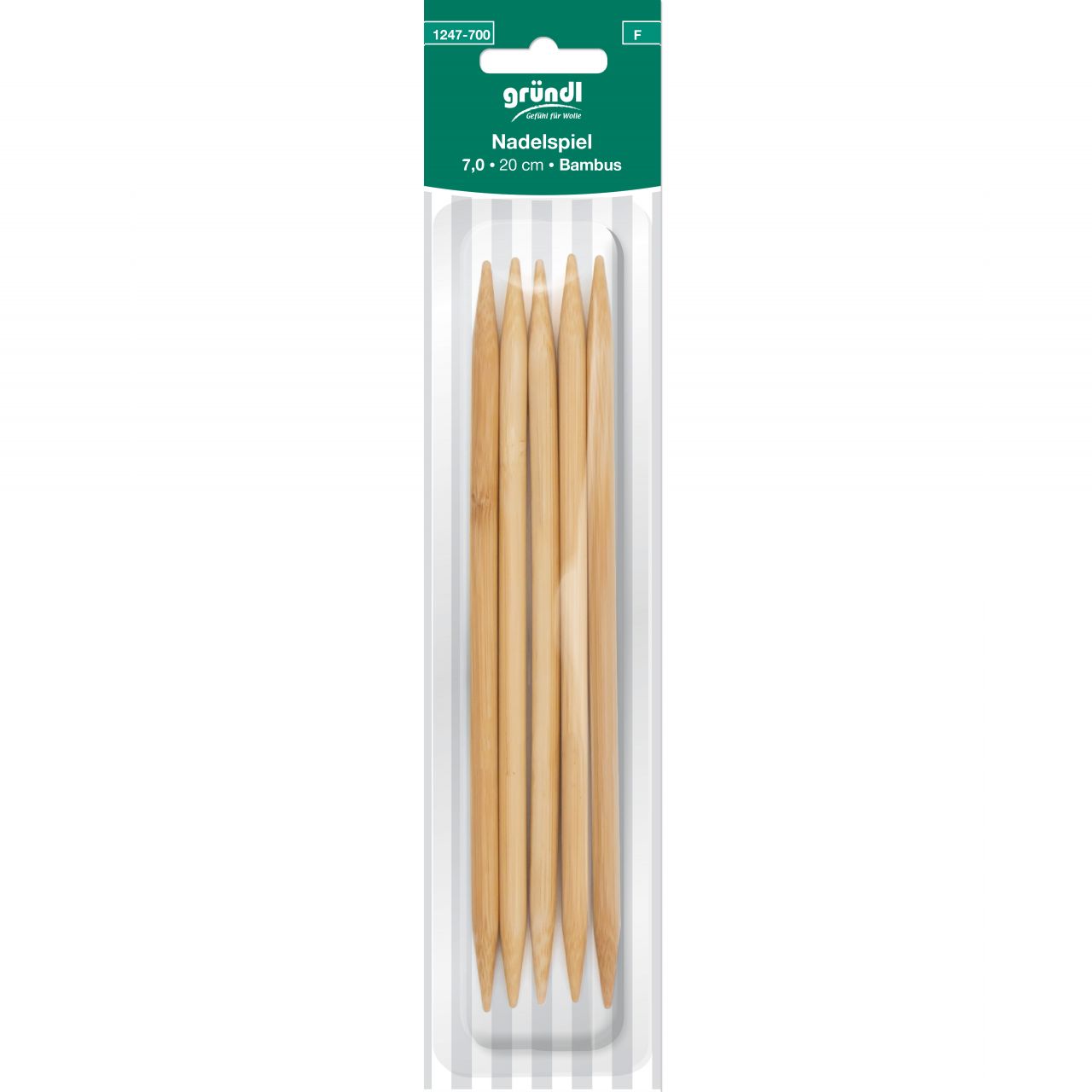Gründl Nadelspiel Bambus 7 mm 20 cm natur