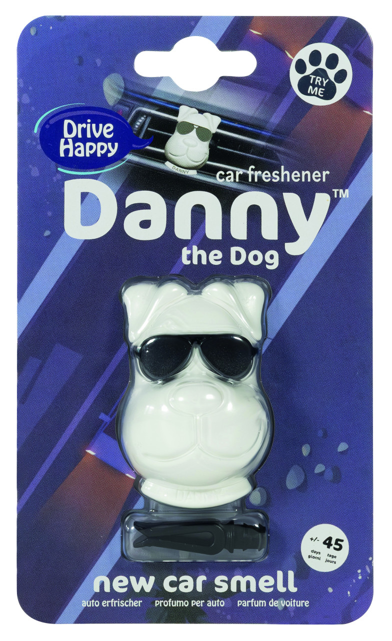 Danny the Dog Lufterfrischer Clip New Car Smell weiß