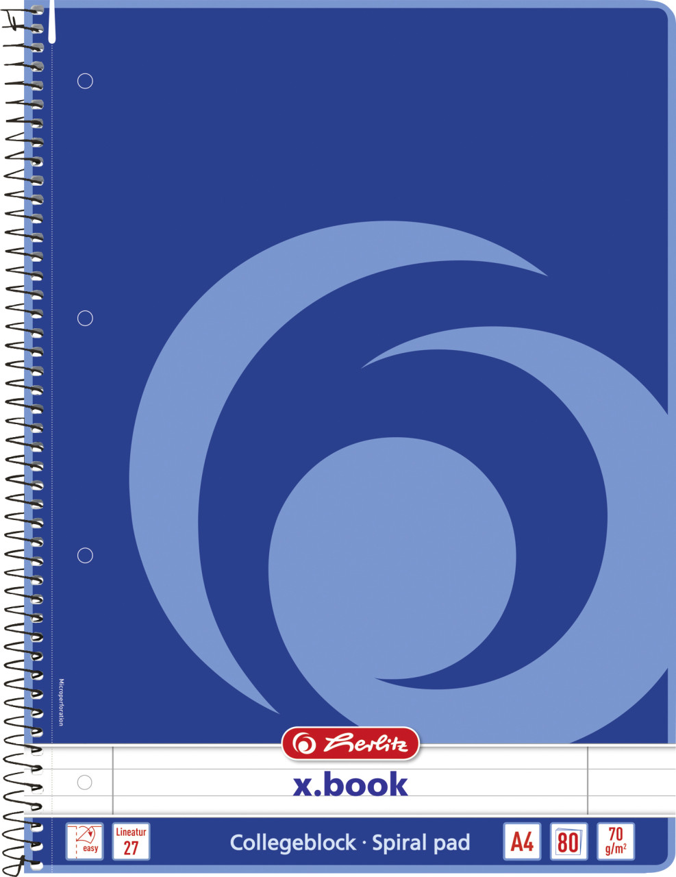 herlitz Collegeblock A4 70g/m² 80 Blatt liniert Rand links u rechts