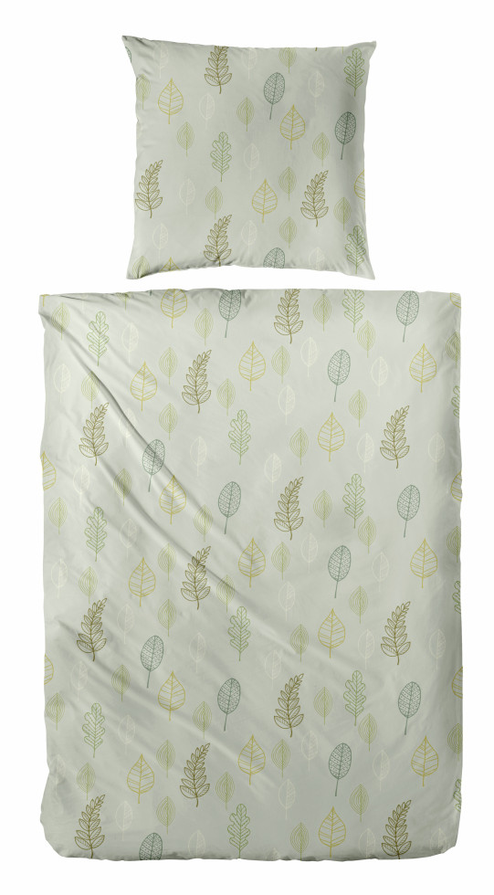 Biber Bettwäsche Blätter 155 x 220 cm grün