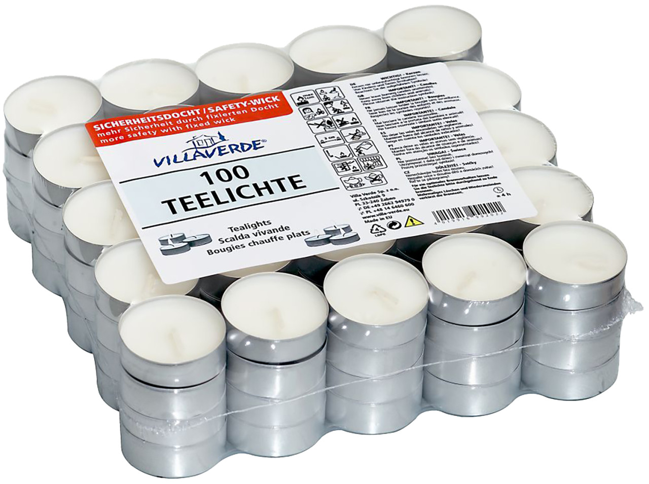 Villa Verde Teelichter Ø 3,4 x 1,4 cm weiß 100er Pack