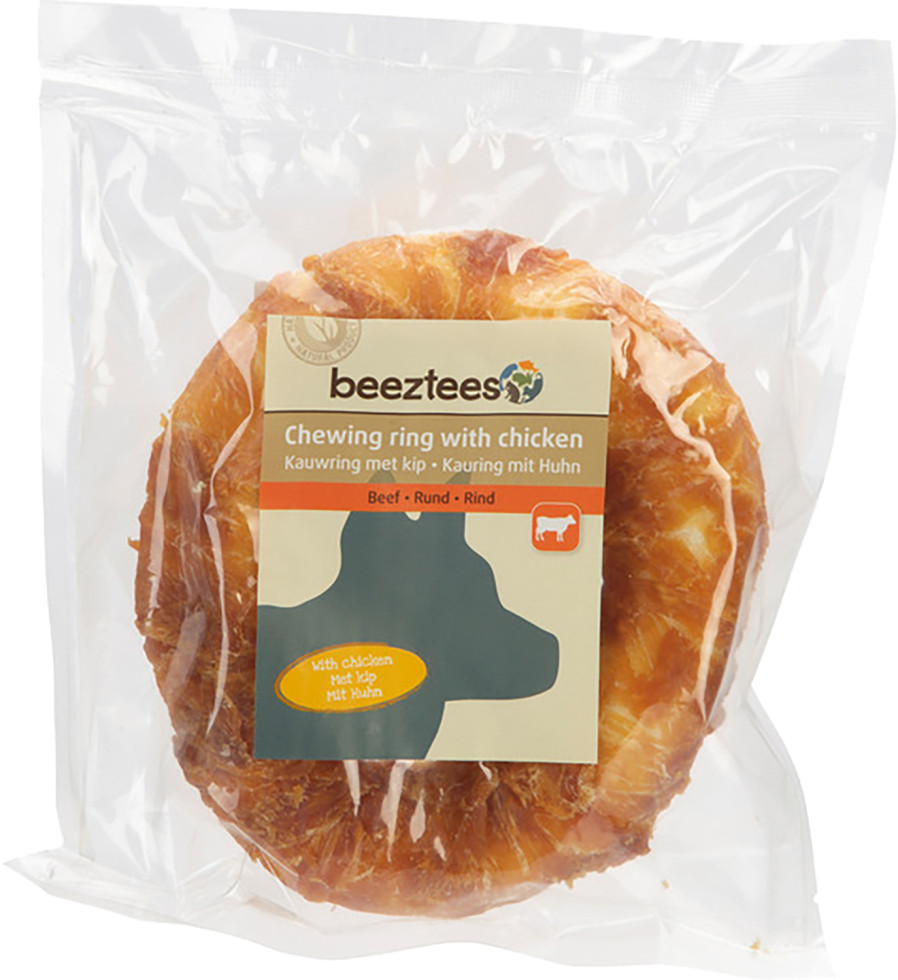 Beeztees Kauring aus Rinderhaut mit Huhn Ø 12,5 cm