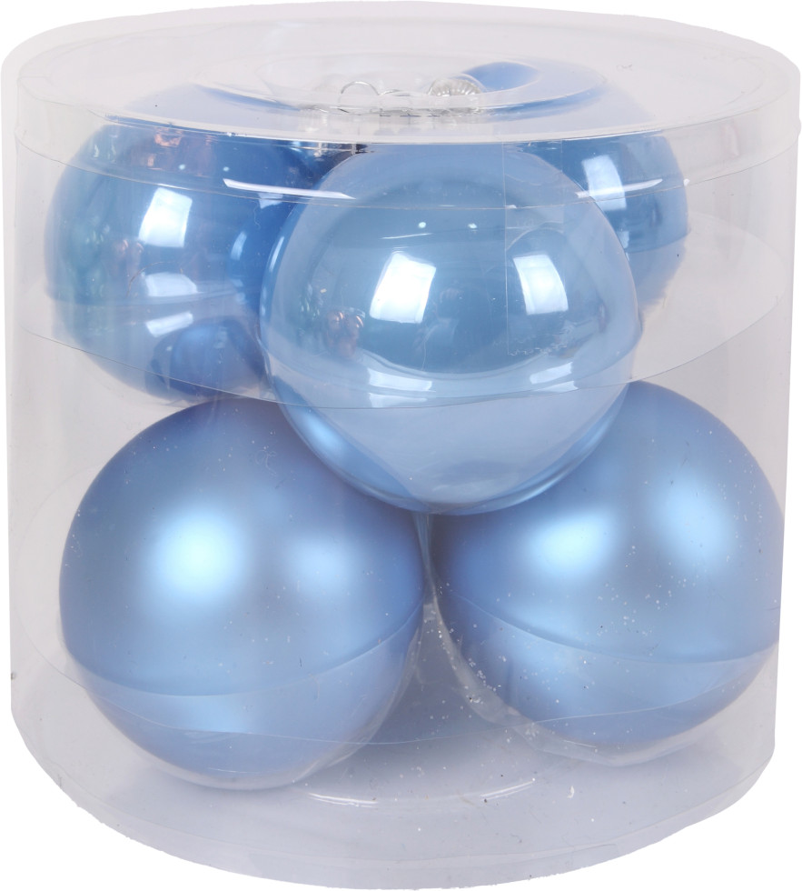 TrendLine Weihnachtskugeln aus Glas Ø 8 cm sky blue 6 Stück