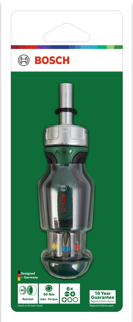 Bosch Bit-Ratschenschraubendreher Stubby inkl. 6 Bits