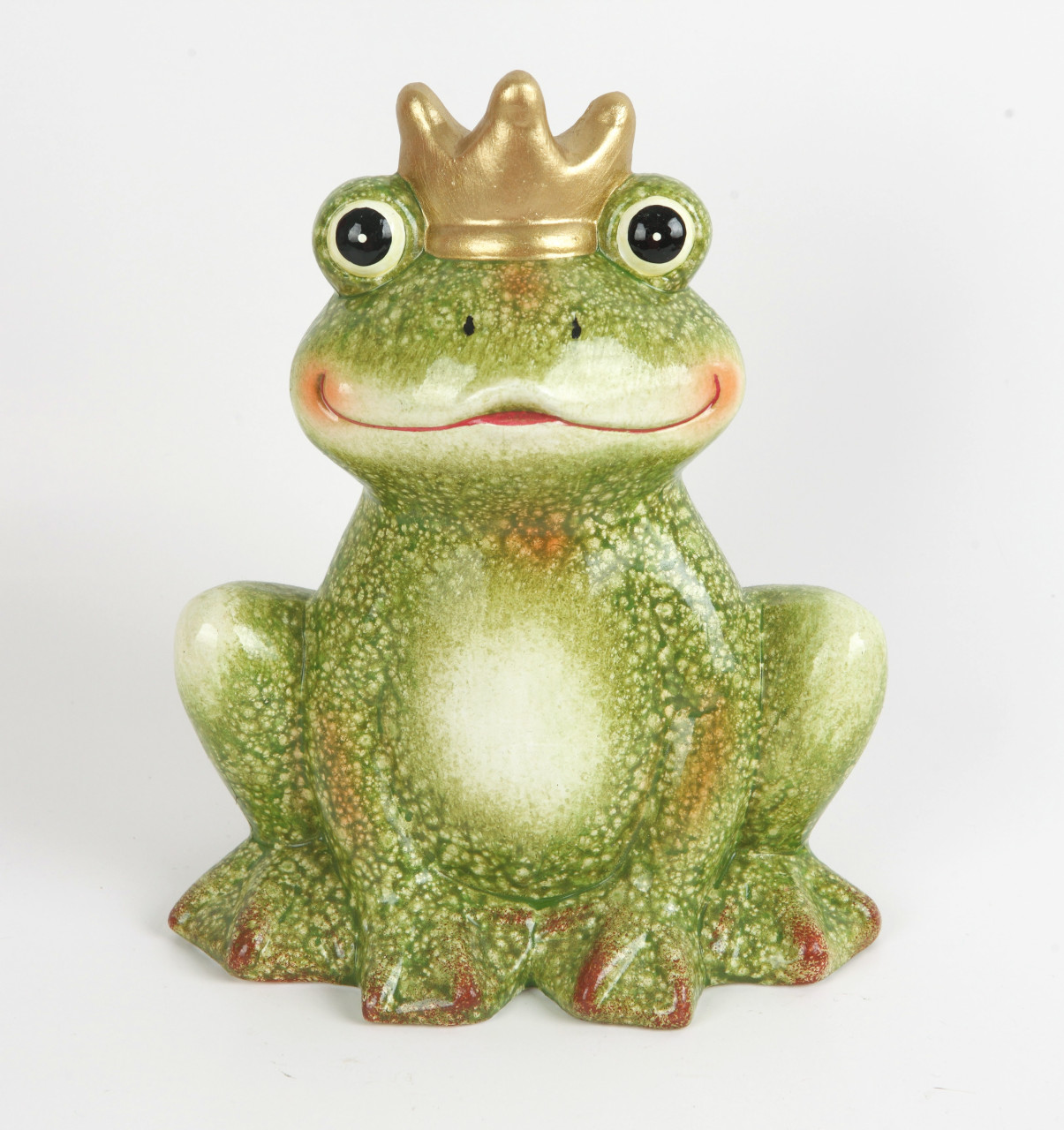 TrendLine Dekofigur Keramik Frosch mit Krone 22 x 12 x 18 cm grün