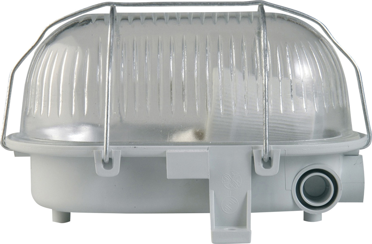 Ovalleuchte 60W Metallkorb grau