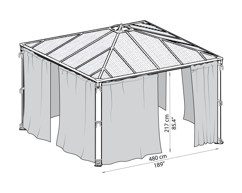 Canopia Vorhang-Set für Pavillon Palermo 4300, 480 x 217 cm, grau