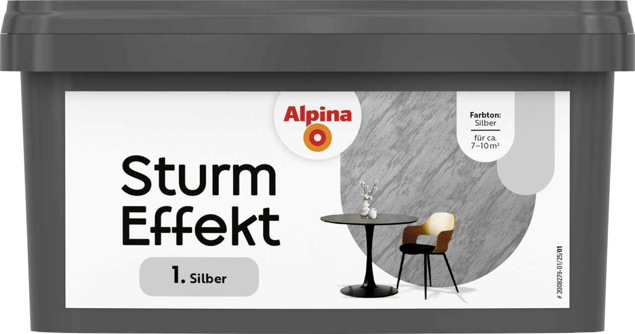 Alpina Wandfarbe Sturm Effekt silber 1 L