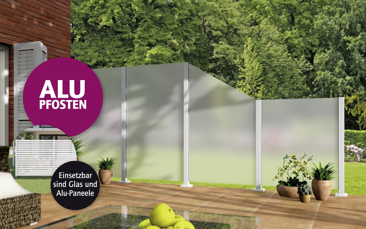 Ambiente Aluminium-Pfosten 240 cm, 68 x 68 mm, Verkehrsweiß Struktur 9016