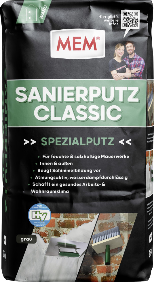 MEM Sanierputz Classic 25 kg grau