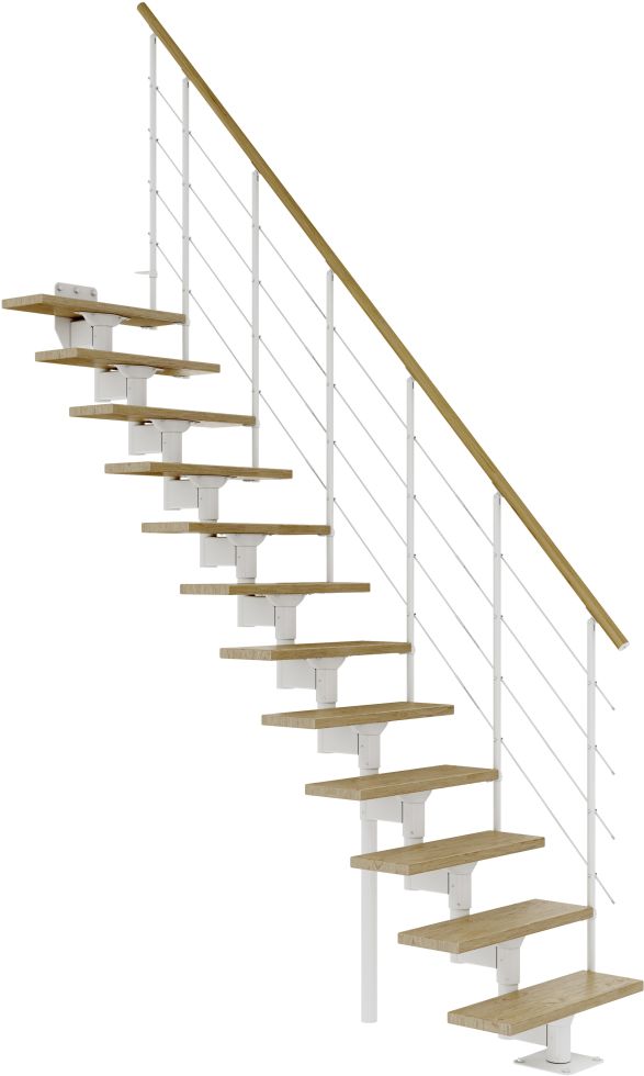 Dolle Mittelholmtreppe Boston gerade weiß 11 Stufen Eiche