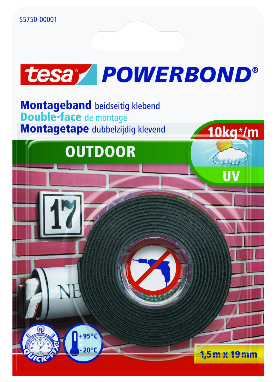 tesa doppelseitiges Montageband Outdoor 1,5 m x 1,9 cm