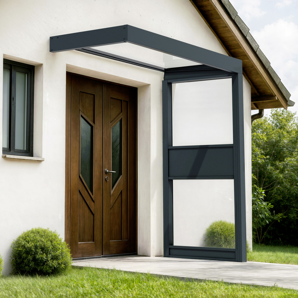 Canopia Vordach Sophia 215 x 95 cm Klar grau + Seitenteil