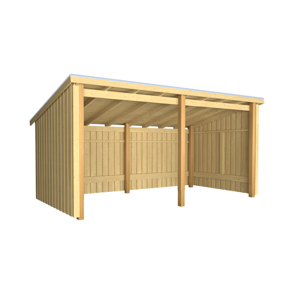 Plus Gartenhaus Nordic Multi 416 x 208 cm natur offen mit Dachpappe