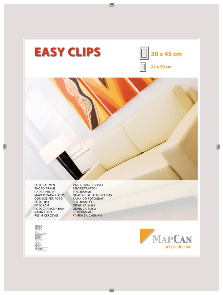 Cliprahmen Easyclips Normalglas 30 x 45 cm