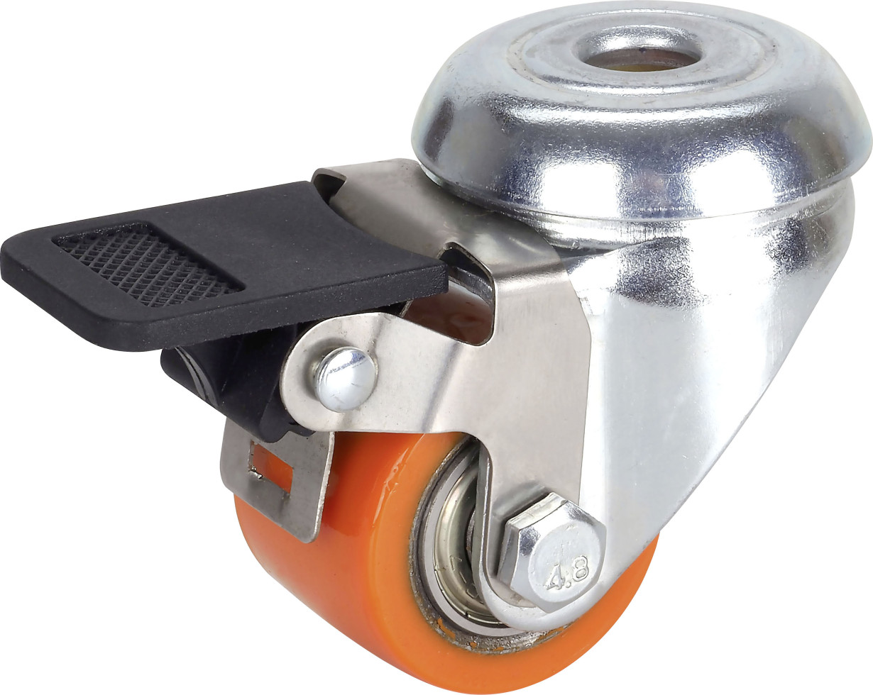 Schwerlast-Lenkrolle mit Radfeststeller Mini 35 x 25 mm Tragkr. 100 kg