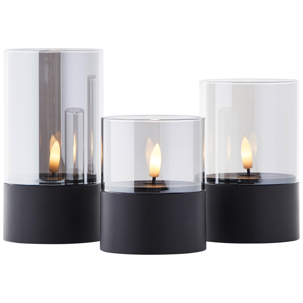 Brilliant LED Kerze batteriebetrieben mit Timer Ø 8 schwarz 3er Set