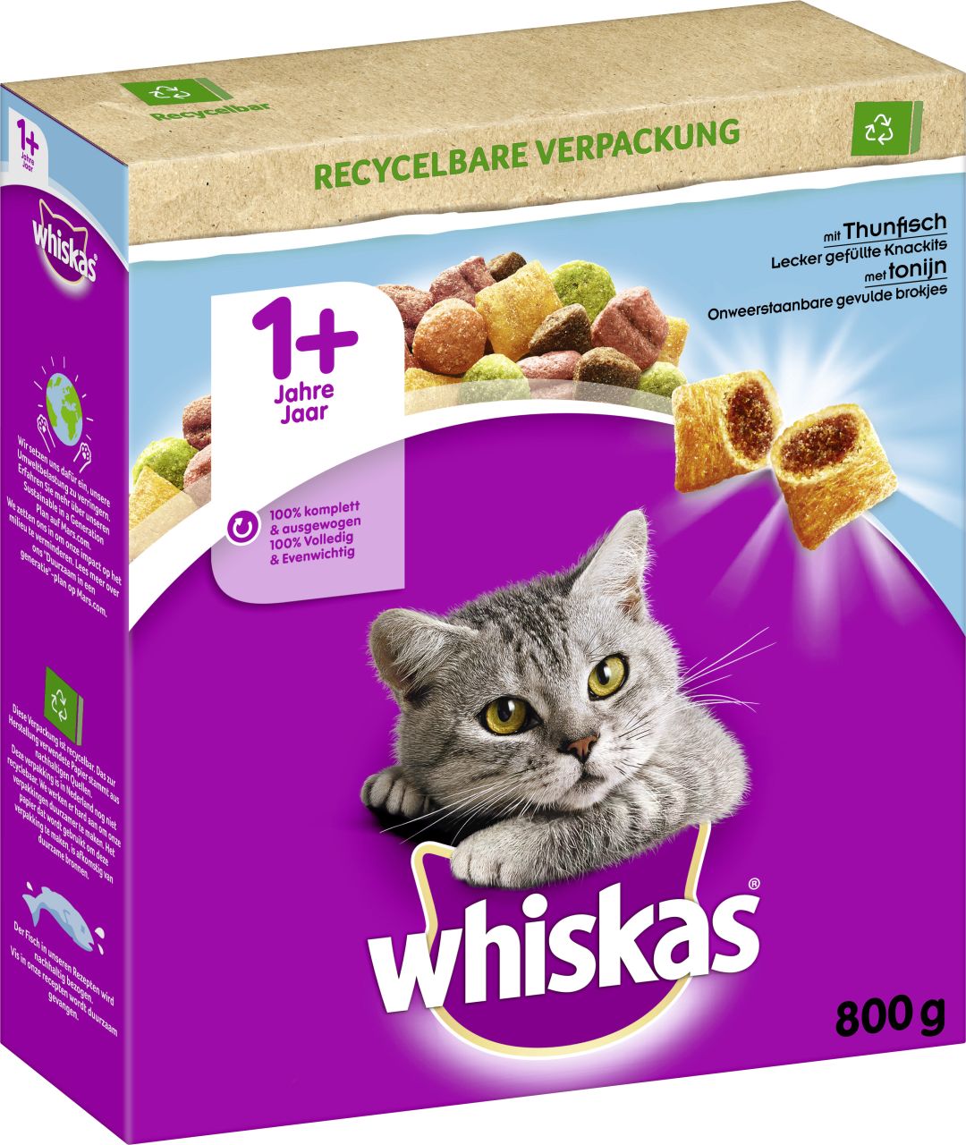 Whiskas Trockenfutter 1+ mit Thunfisch 800 g