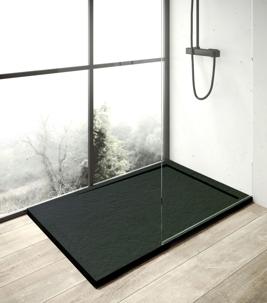 Mineralgussduschwanne Zona 160 x 90 cm, anthrazit, ohne Ablaufgarnitur, ohne Füsse