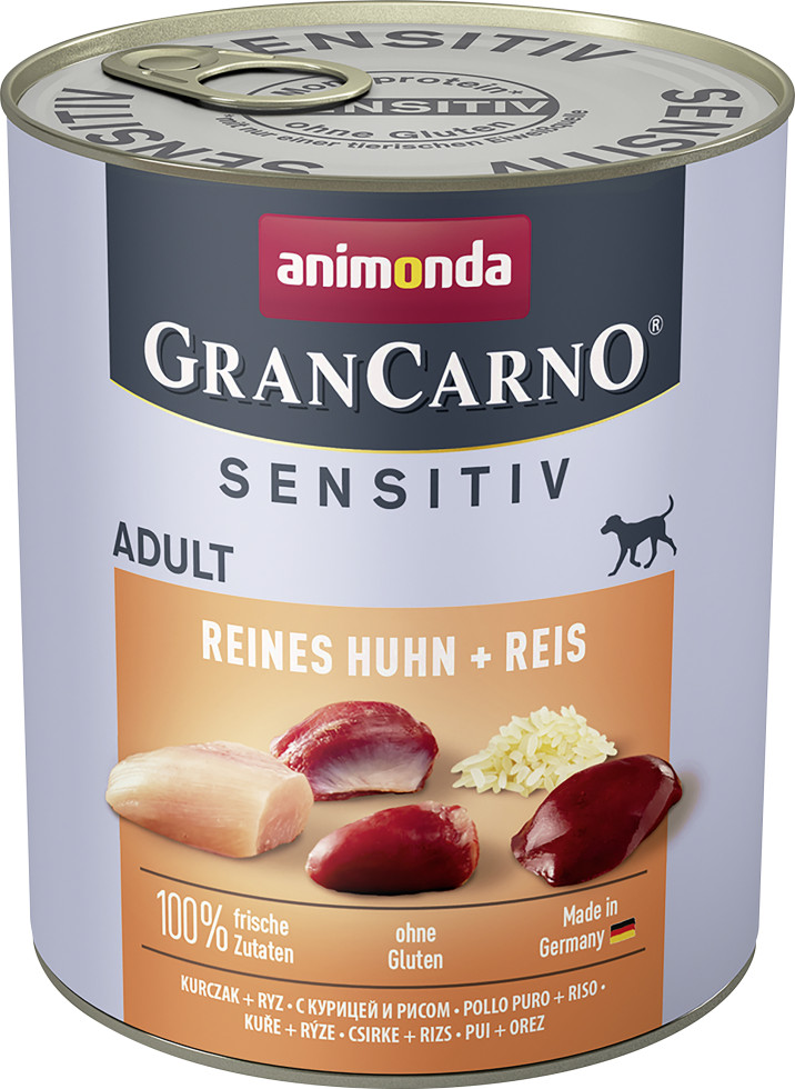 Animonda GranCarno Hundenassfutter Adult Sensitiv getreidefrei 800 g Huhn & Reis