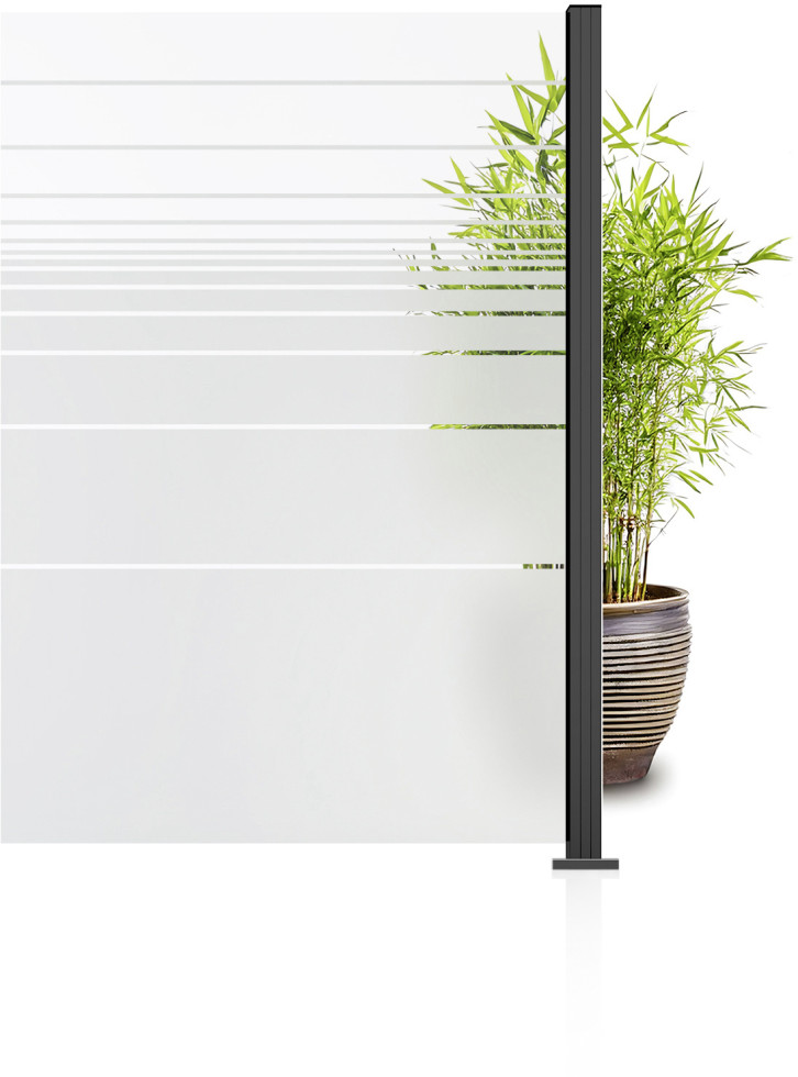 Ambiente Glaszaun Erweiterungsset Klarglas mit Siebdruck 187 x 124,2 cm anthrazit