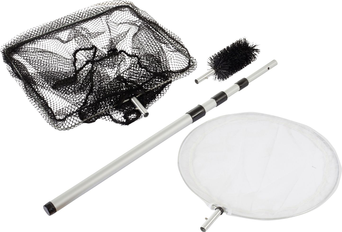 Heissner Teichkescher-Set 3in1 Kescher+Reiniger+Bürste, Teleskop-Stiel