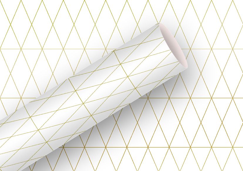 Braun & Company Geschenkpapier Geometric weiß, gold 1,5 m x 70 cm