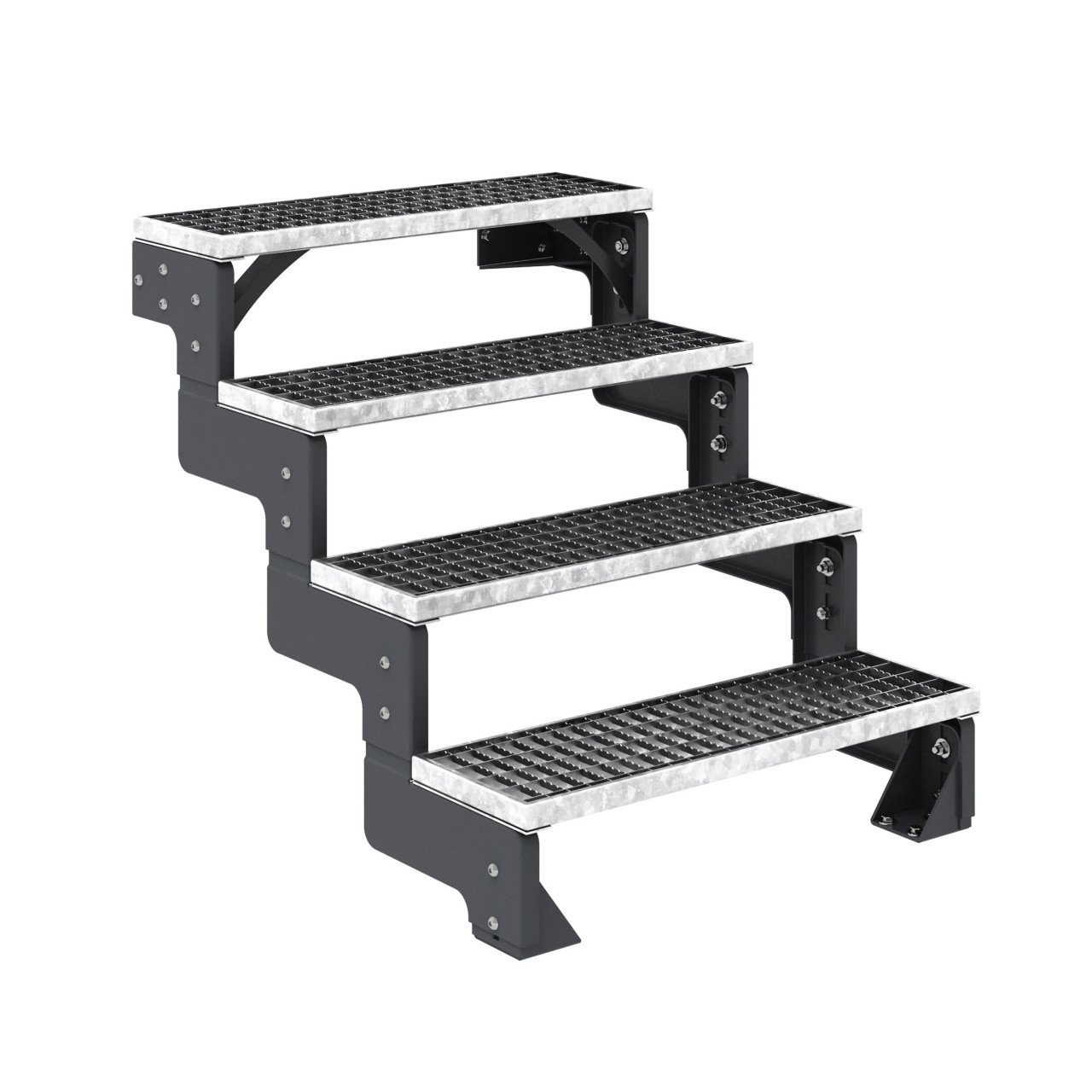 Dolle Außentreppe Gardentop 4 Gitteroststufen 80 cm ohne Geländer anthrazit