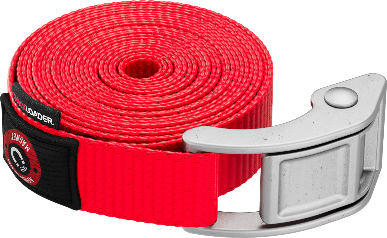 QUICKLOADER Spanngurt Cambuckle mit Gurtklemme und Magnet 25 mm x 4 m 1 Stück rot