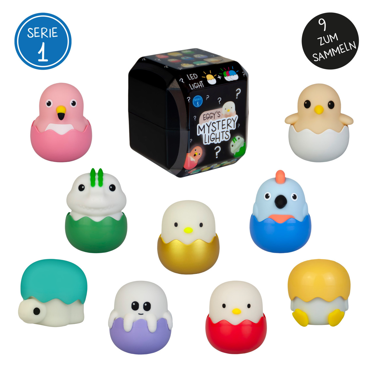 MegaLight Mini Lichter Eggy ́s Mystery Lights Dimmbar mit Akku 9-fach Sortiert