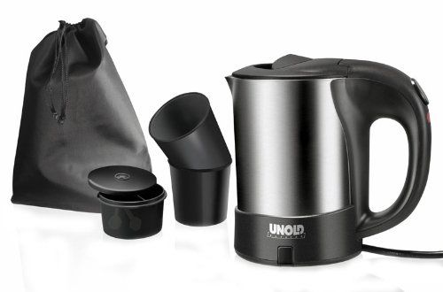 Unold Reiseblitzkocher 18575 Edelstahl-Schwarz Fassung 0,5 Liter, 1000 Watt