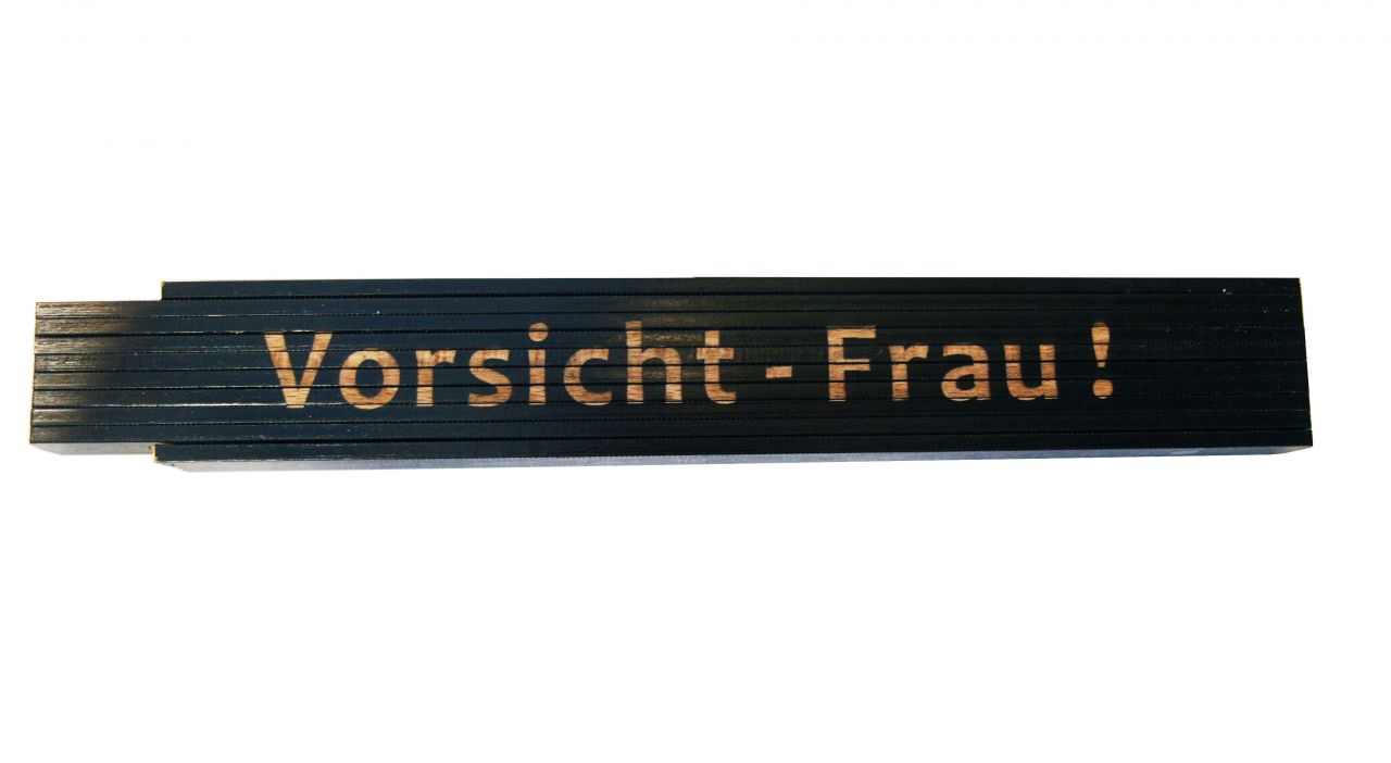 Zollstock Vorsicht - Frau! 2 m schwarz