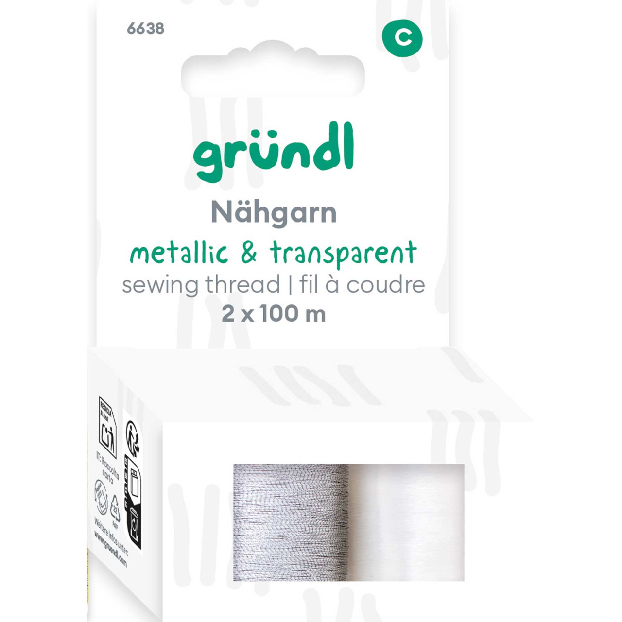 Gründl Nähgarn metallic & transparent 2 x 100 m