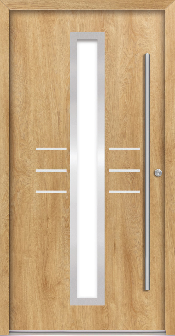 Splendoor Haustür Passivedoor Premium B07 Eiche Natur DIN Rechts 100 x 210 cm