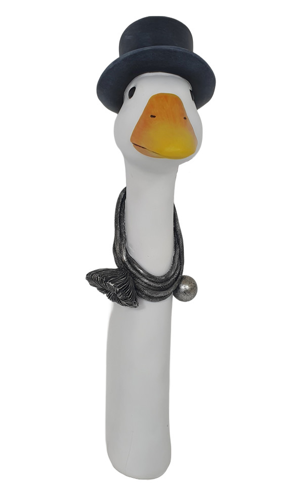 Figur Gänsekopf Schornsteinfeger 33cm Polyresin 33,5 x 8,5 x 6 cm weiß, schwarz