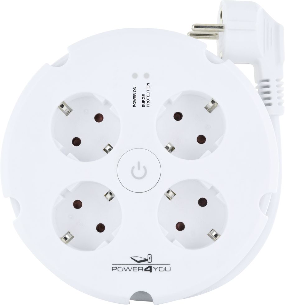 Schwaiger 4-fach Mehrfachsteckdose weiß, rund