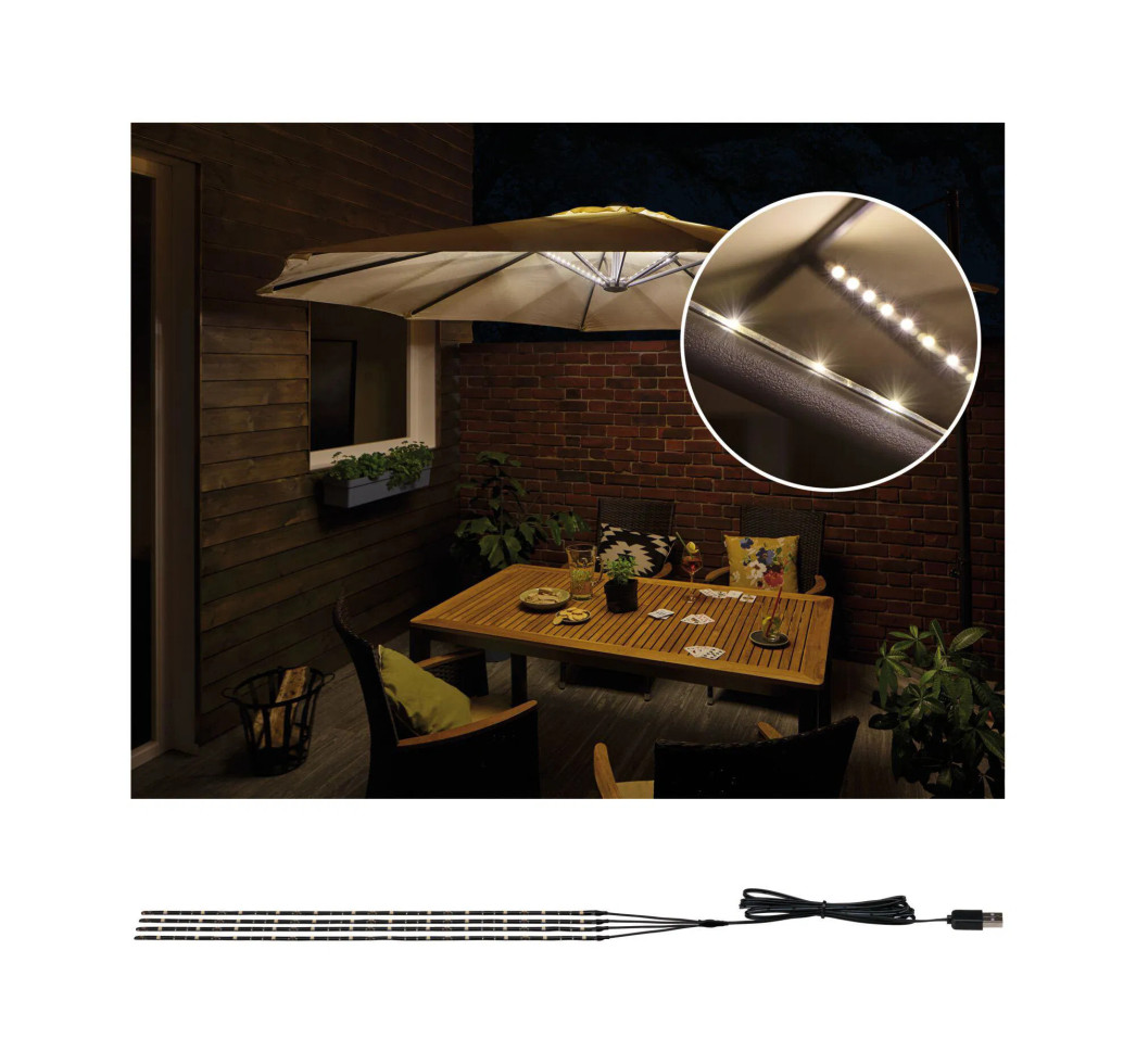 Paulmann Mobile LED-Streifen Parasol 4x0,45W schwarz