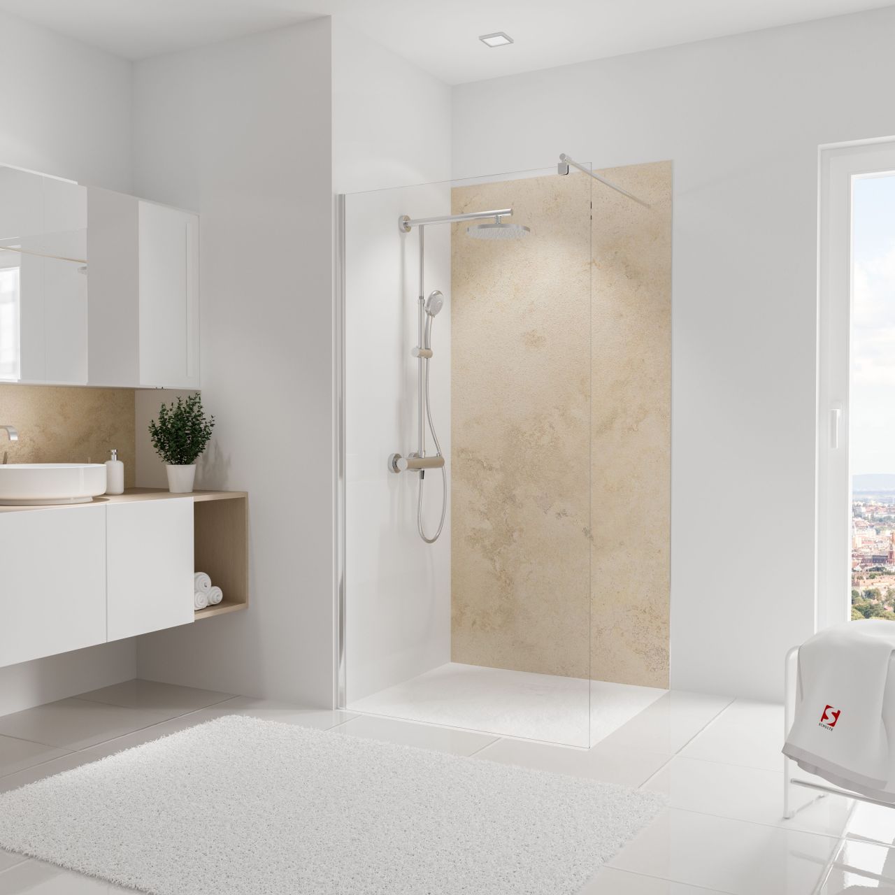 Schulte Duschrückwand Kalkstein-hell 100 x 210 cm