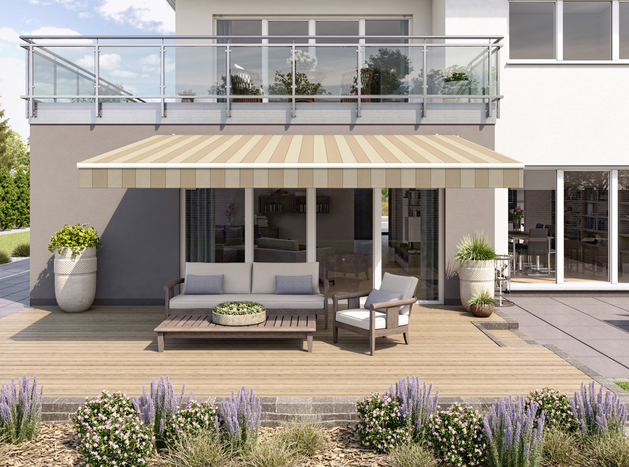 Gelenkarmmarkise Classic beige gestreift inkl. Handkurbel