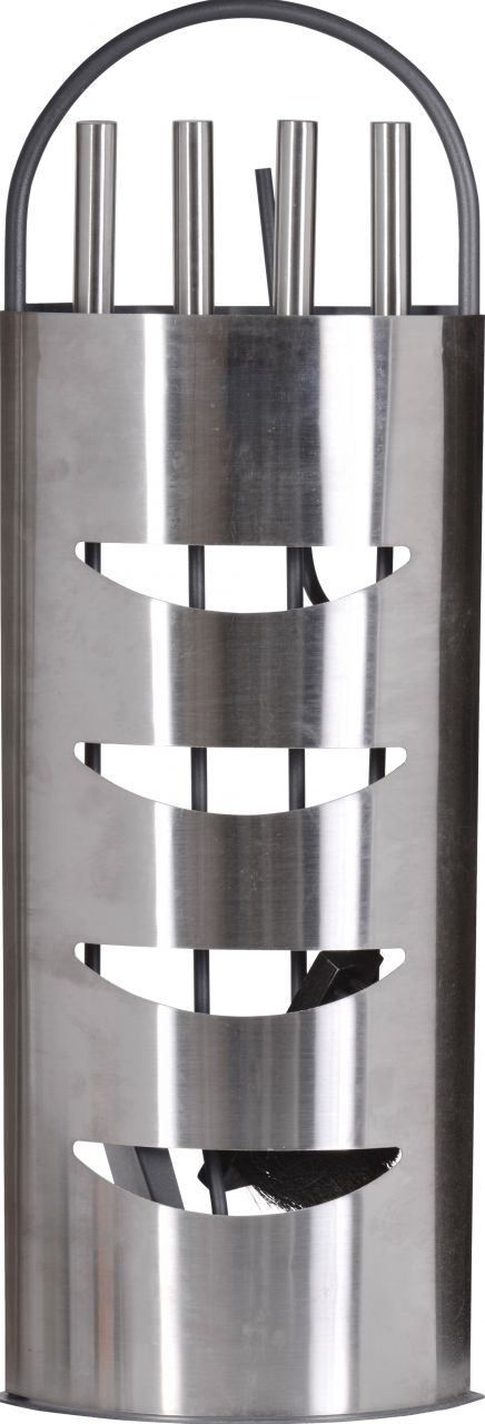 Kaminbesteck 5-teilig Ständer aus Edelstahl